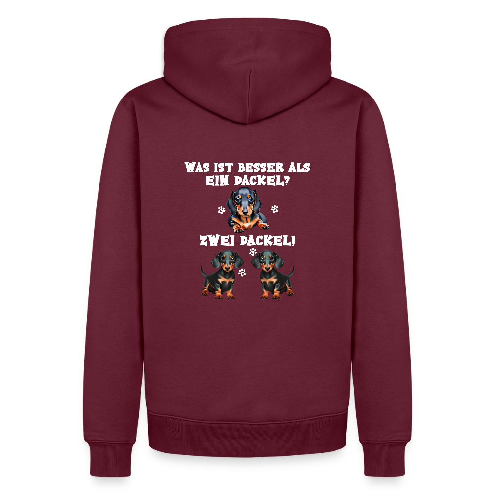 Was ist besser als ein Dackel? Zwei Dackel Männer Bio Hoodie - Burgunderrot