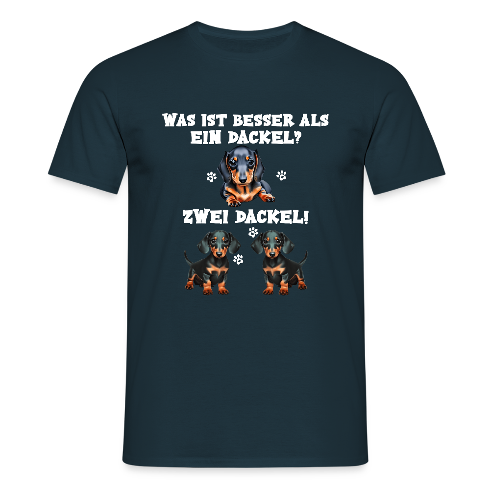 Was ist besser als ein Dackel? Zwei Dackel  Männer T-Shirt - Navy