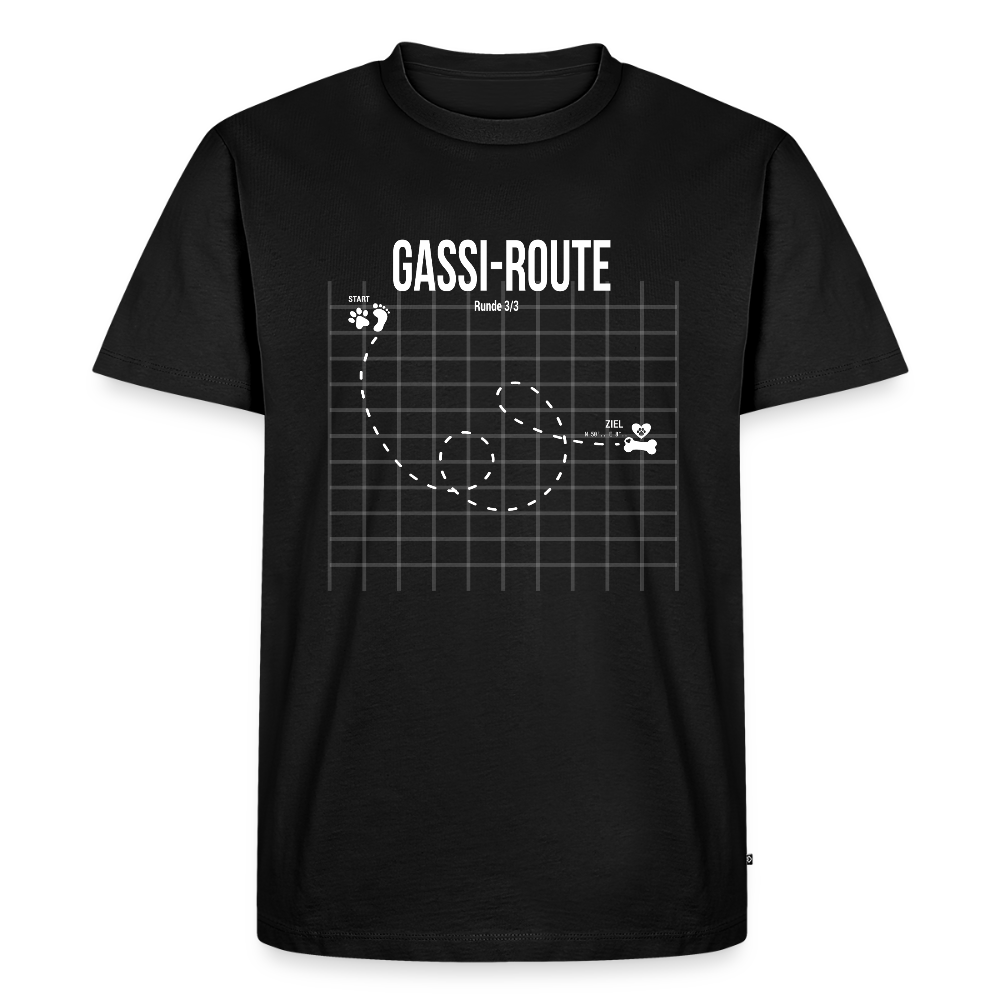 Gassi-Route fun Hunde Motiv mit Pfote & Knochen 🐾  Herren Premium T-Shirt - Schwarz