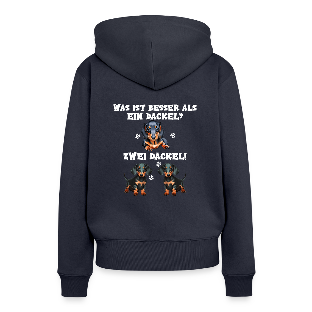 Was ist besser als ein Dackel? Zwei Dackel Rückendruck Frauen Bio Hoodie - Navy
