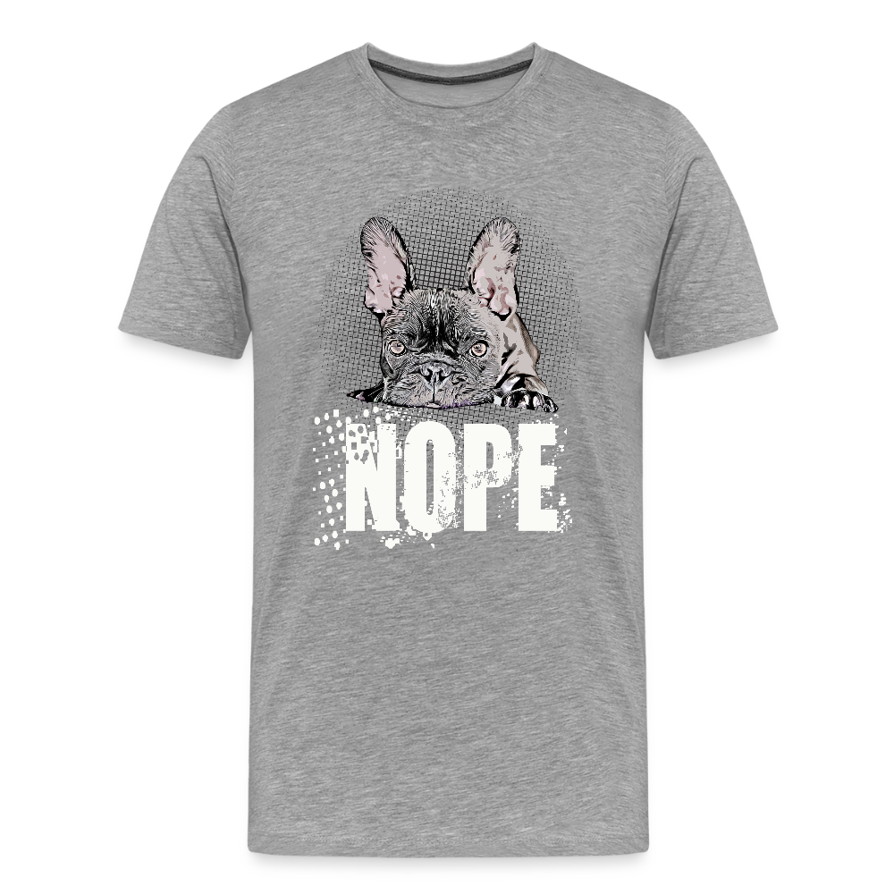 NOPE Hoodie 🐶 | Lustiger Hoodie für Hundeliebhaber*innen mit Frenchie-Motiv  Männer Premium Shirt - Grau meliert