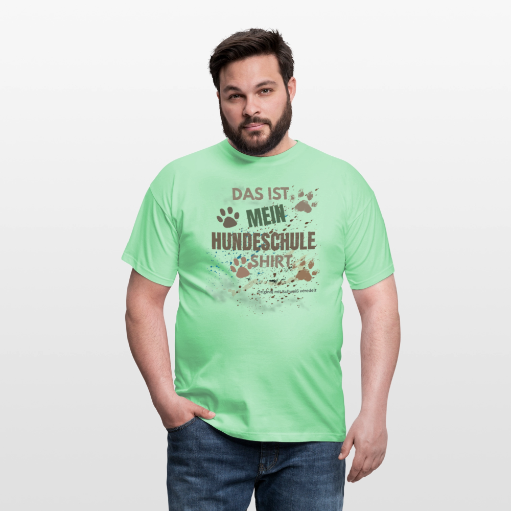 Das ist mein Hundeschule Shirt mit Pfotenabdrücken und Spritzern lustiges Männer  T-Shirt - Mintgrün