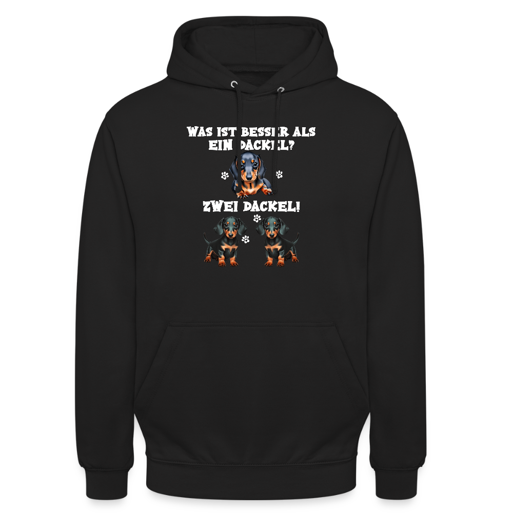 Was ist besser als ein Dackel? Zwei Dackel Unisex Hoodie - Schwarz
