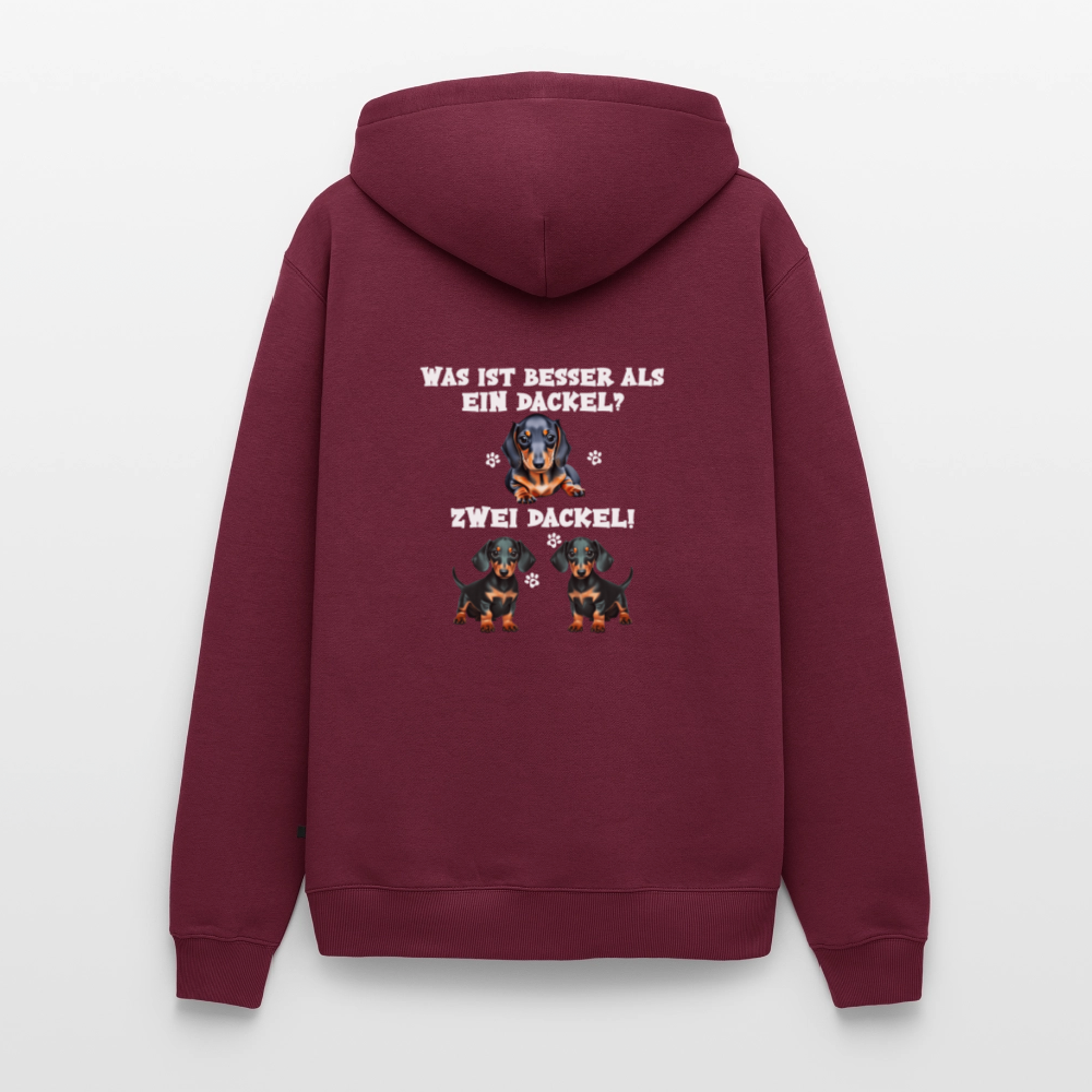 Was ist besser als ein Dackel? Zwei Dackel Männer Bio Hoodie - Burgunderrot