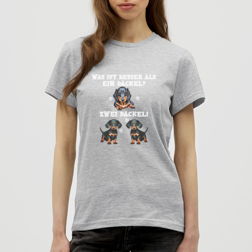 Was ist besser als ein Dackel? Zwei Dackel Frauen T-Shirt - Grau meliert