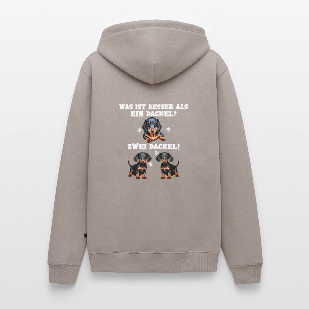 Was ist besser als ein Dackel? Zwei Dackel Männer Bio Hoodie - Taupe