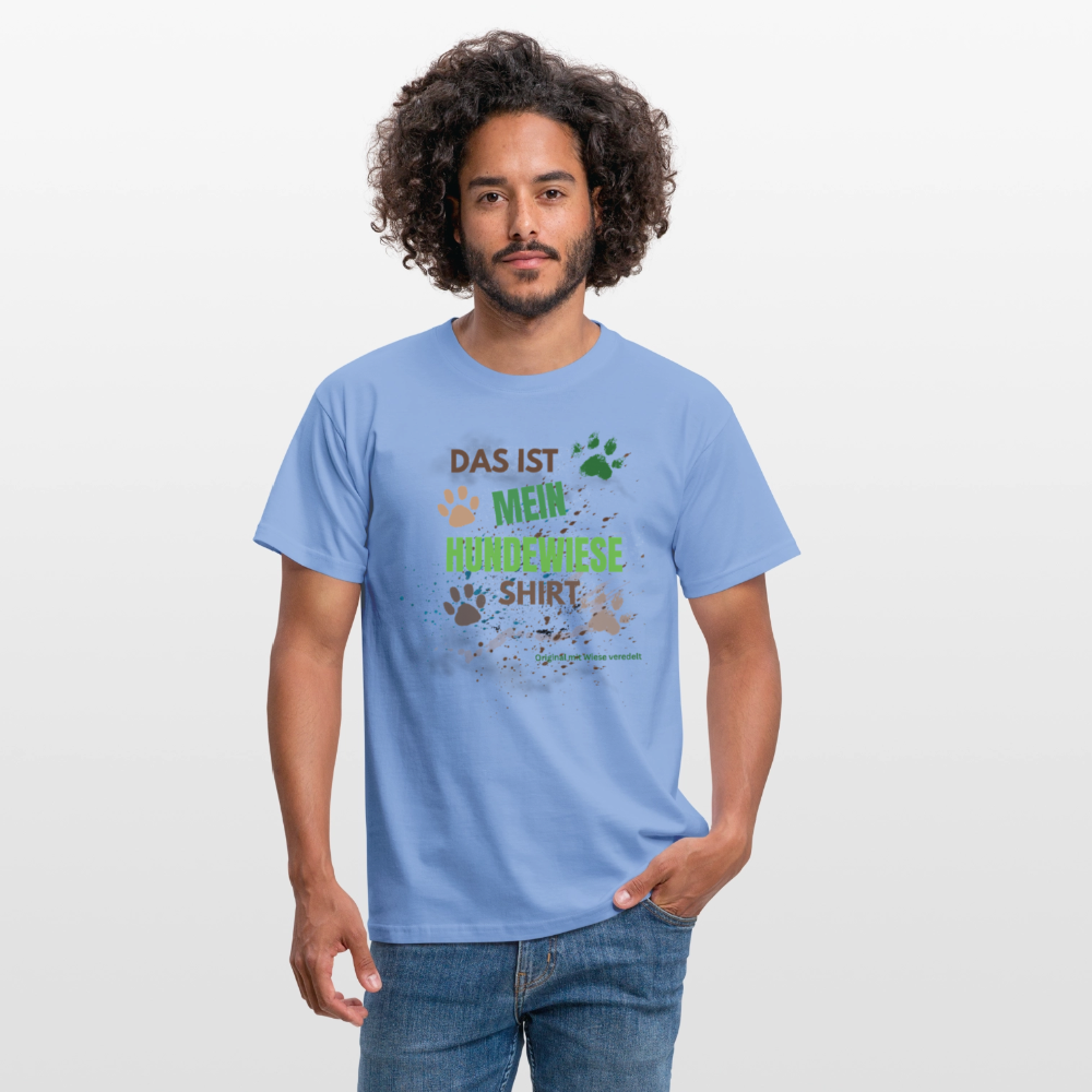 Das ist mein Hundewiese Shirt mit Pfotenabdrücken und Spritzern lustiges Frauen  T-Shirt - carolina blue