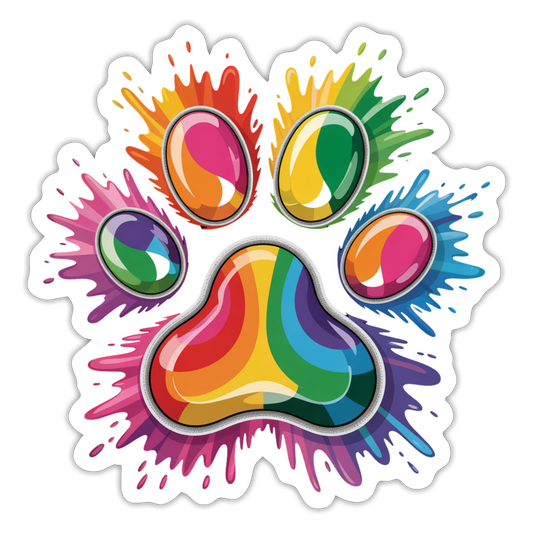 Sticker Pfote Paw bunter Wasserfarben Splash - Mattweiß