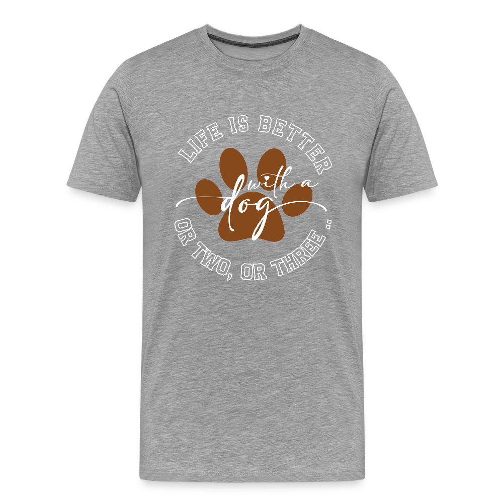 Life is better with a dog – oder zwei, oder drei 🐶💛 Herren Premium T-Shirt - Grau meliert