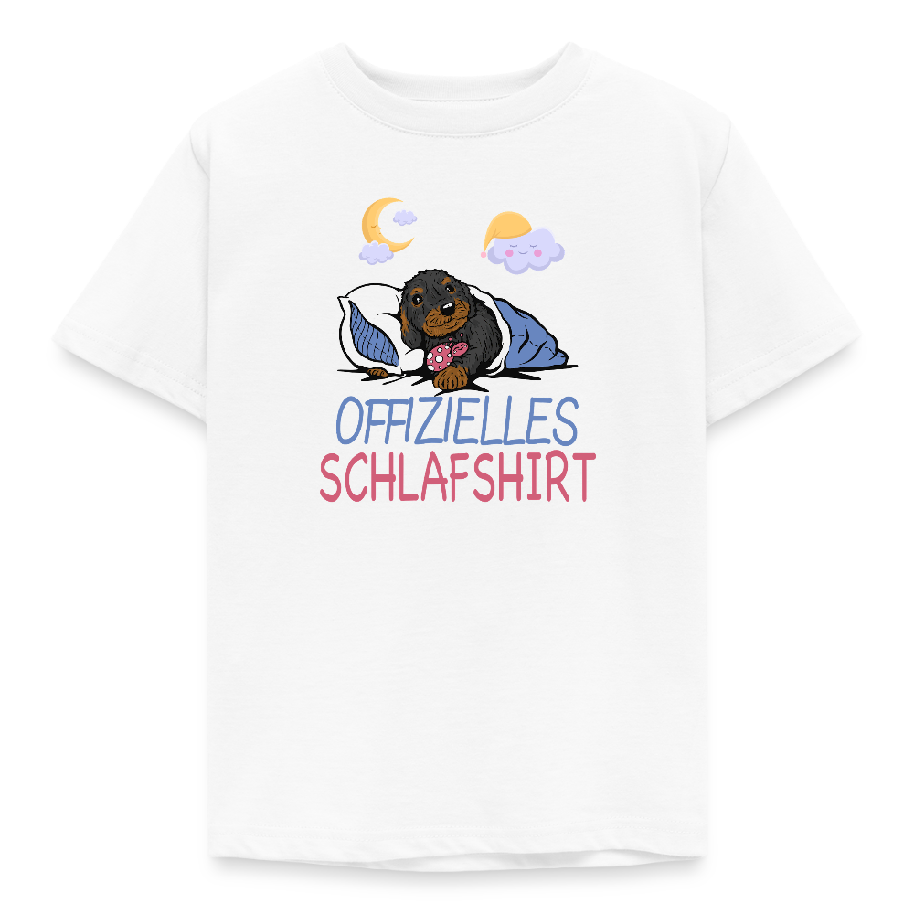 Offizielles Schlafshirt Rauhaardackel Kinder T-Shirt - Weiß