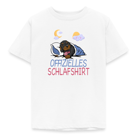 Offizielles Schlafshirt Rauhaardackel Kinder T-Shirt - Weiß