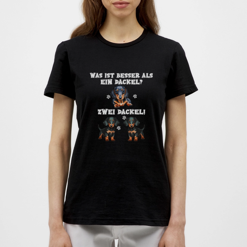 Was ist besser als ein Dackel? Zwei Dackel Frauen T-Shirt - Schwarz