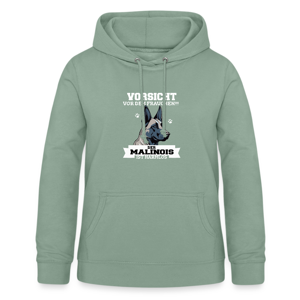 Vorsicht vor dem Frauchen der Malinois ist harmlos Frauen Hoodie - Graugrün