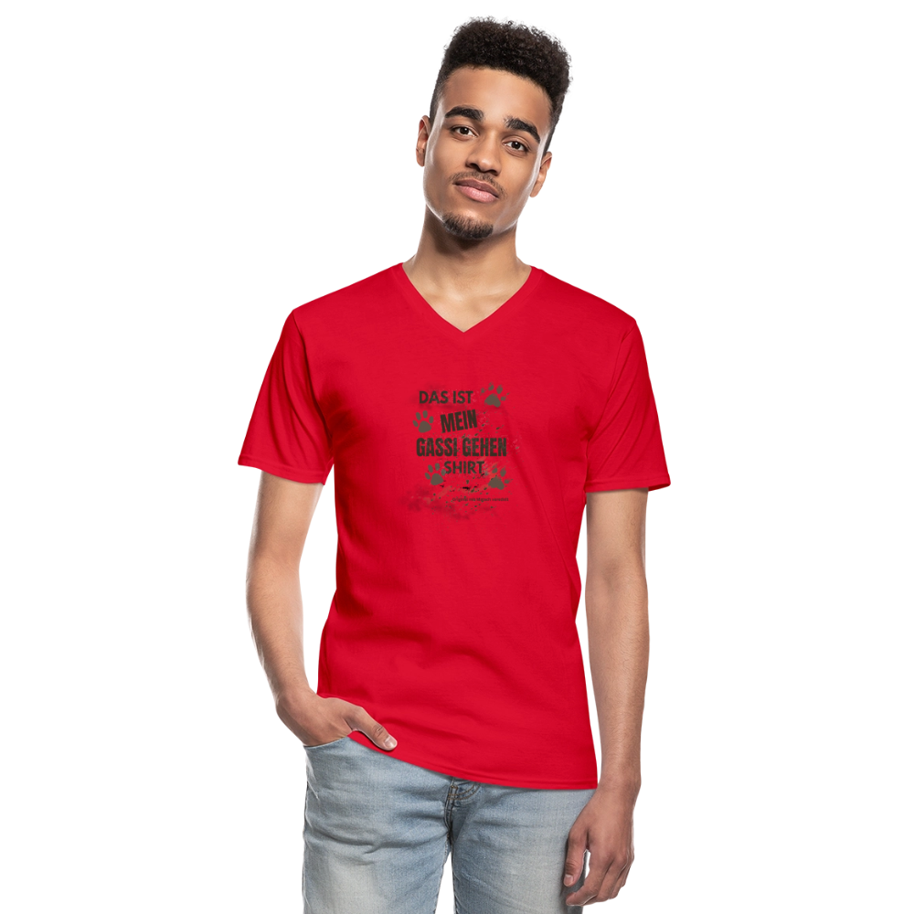 Das ist mein Gassi gehen Shirt Herren Premium T-Shirt V-Ausschnitt - Rot