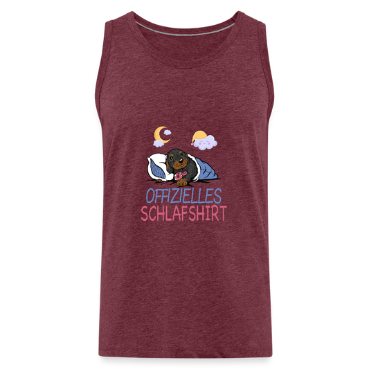 Offizielles Schlafshirt Rauhaardackel Männer Premium Tank Top - Bordeauxrot meliert