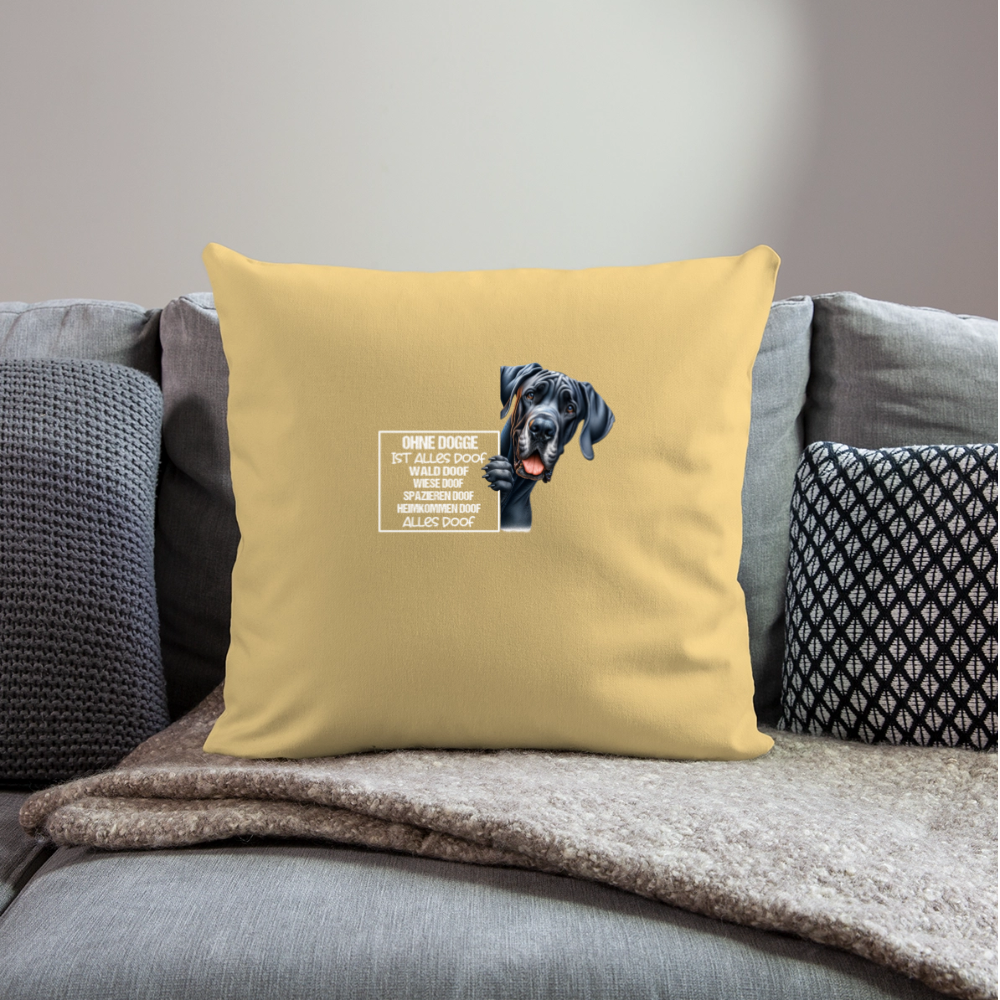Ohne Dogge ist alles doof Kissenhülle - Hellgelb