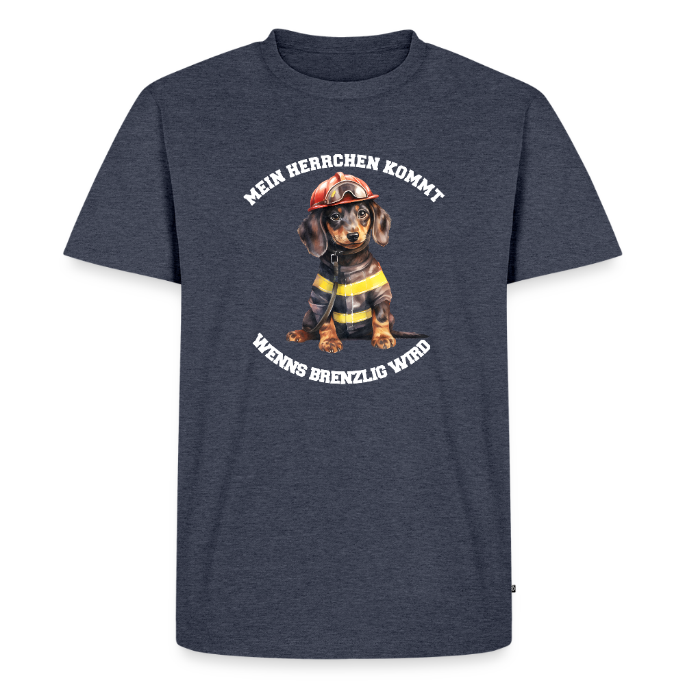 Mein Herrchen kommt, wenn’s brenzlig wird – Feuerwehr-Dackel Shirt– Cooles Motiv für Dackel-BesitzerMänner Premium Hoodie - Jeansblau 