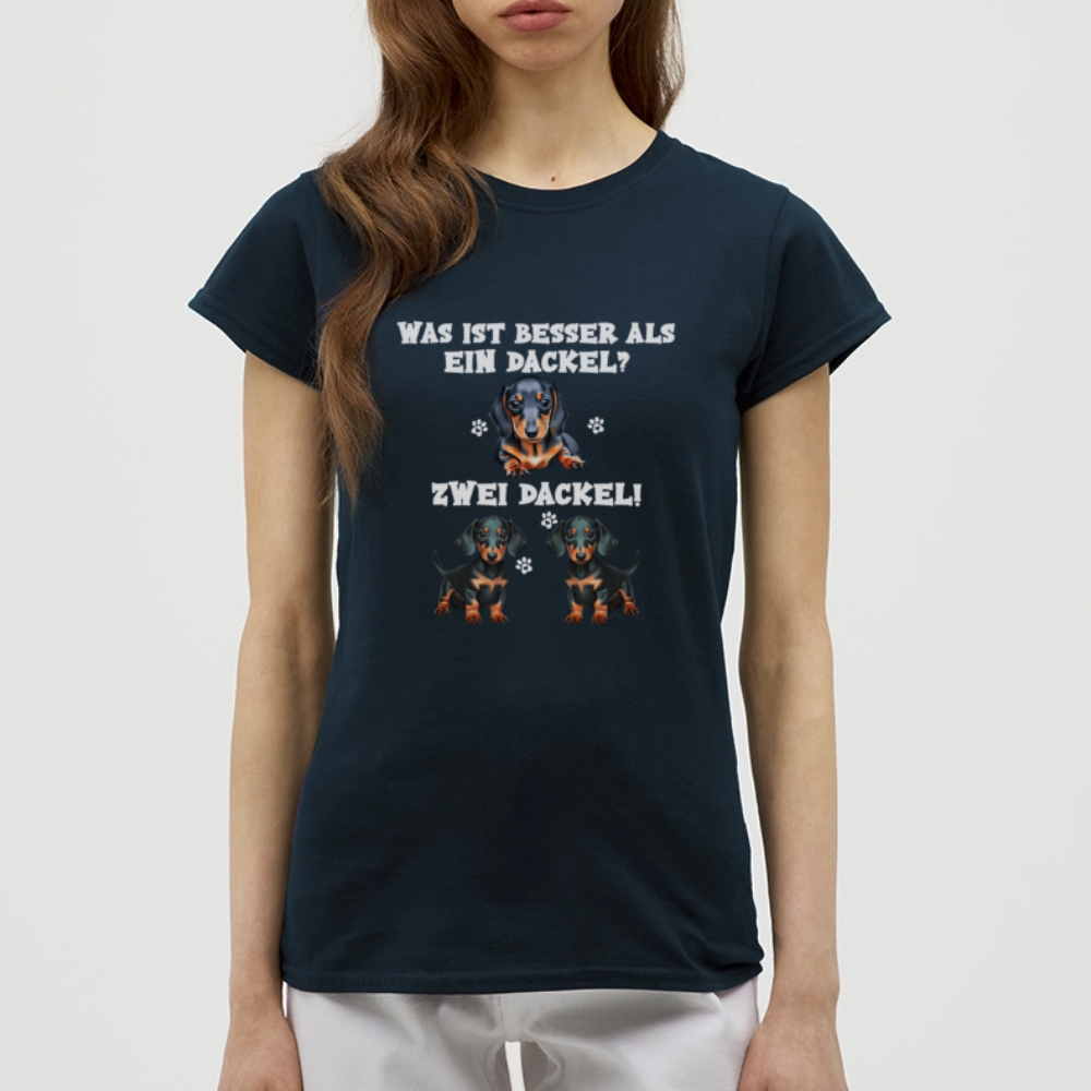 Was ist besser als ein Dackel? Zwei Dackel Frauen T-Shirt - Navy