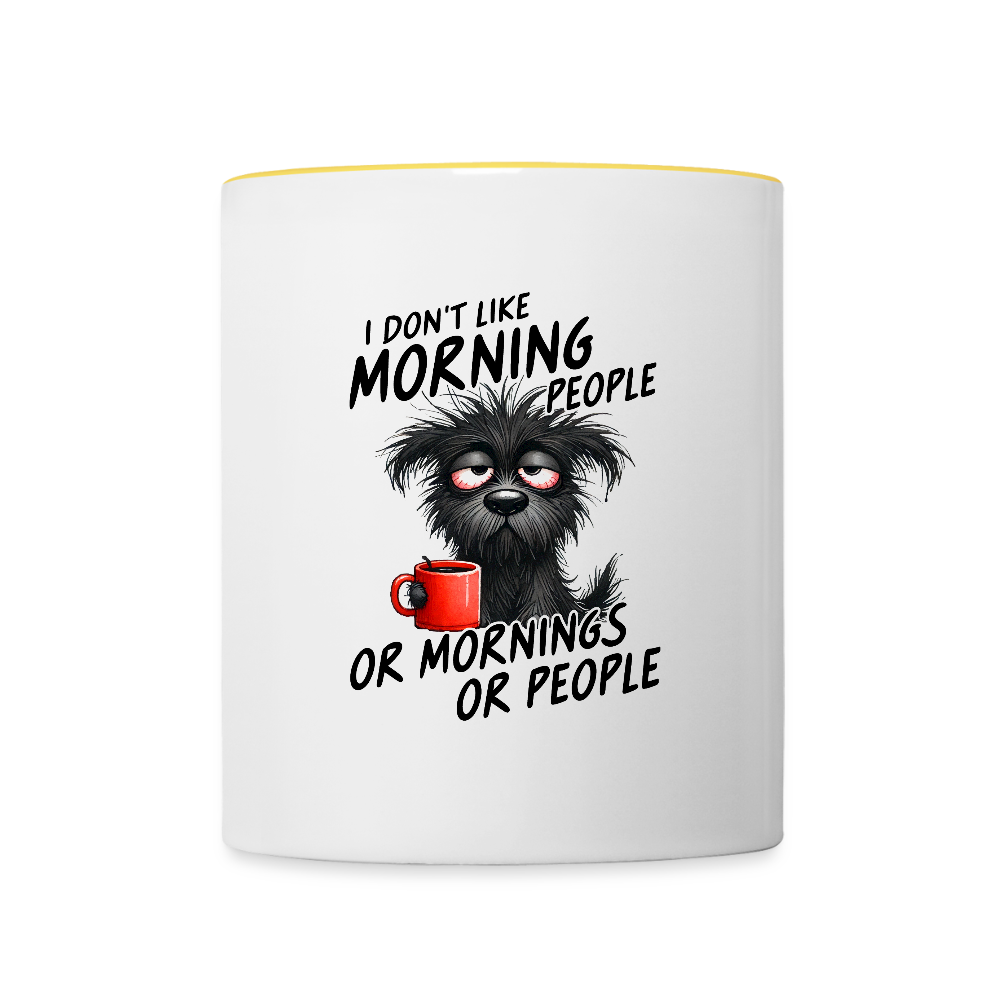 I DON'T like Morning People Tasse zweifarbig - Weiß/Gelb