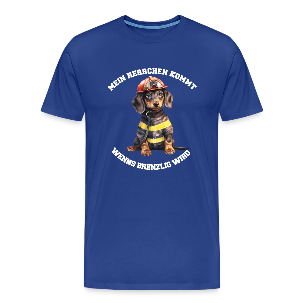 Mein Herrchen kommt, wenn’s brenzlig wird – Feuerwehr-Dackel Shirt– Cooles Motiv für Dackel-BesitzerMänner Premium Hoodie - Königsblau