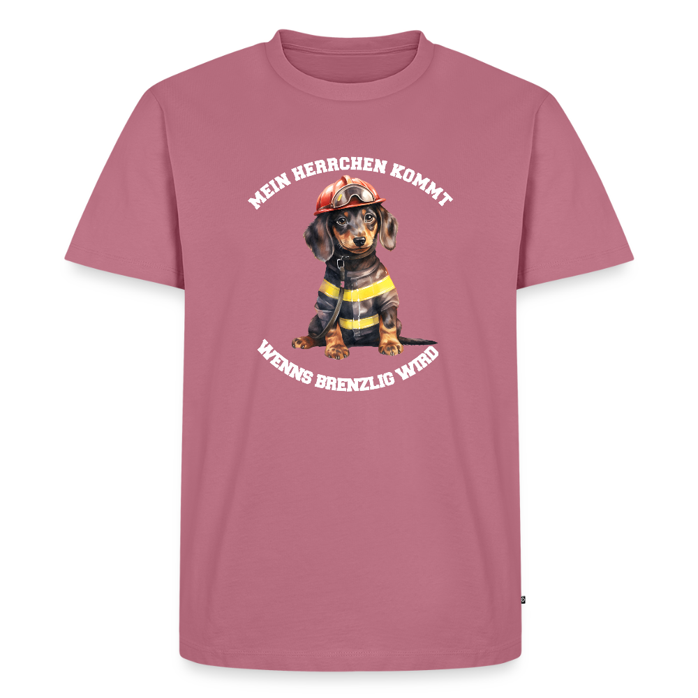 Mein Herrchen kommt, wenn’s brenzlig wird – Feuerwehr-Dackel Shirt– Cooles Motiv für Dackel-BesitzerMänner Premium Hoodie - Mauve