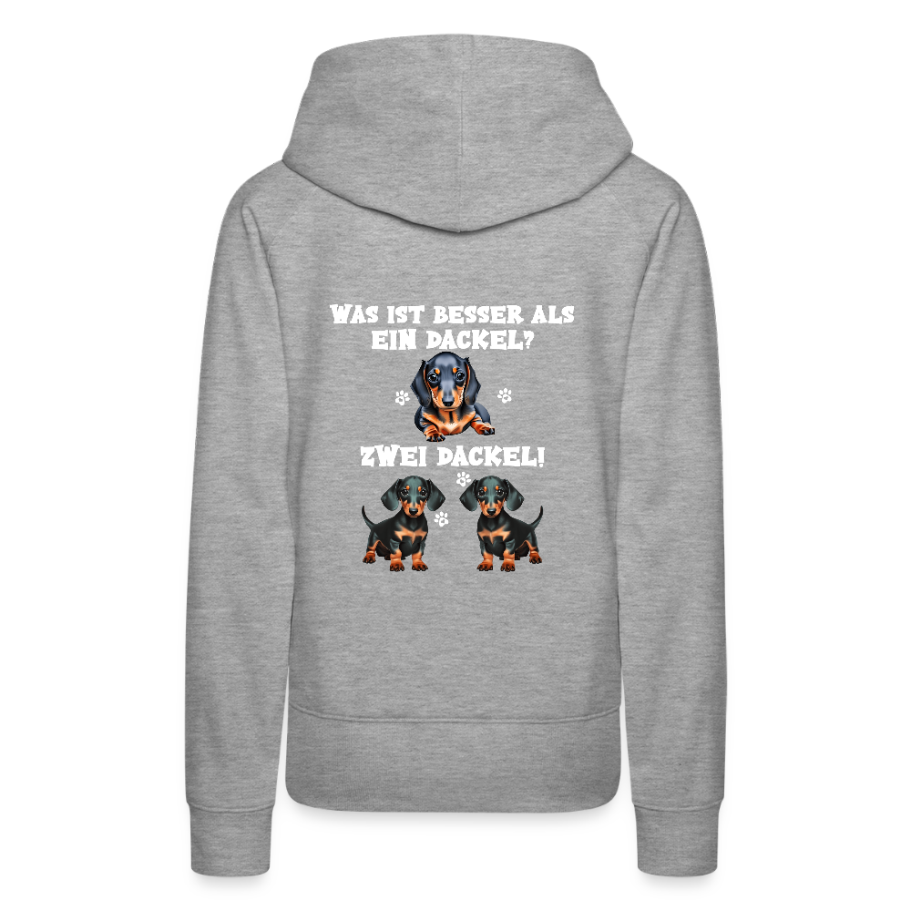 Was ist besser als ein Dackel? Zwei Dackel Rückendruck Frauen Bio Hoodie - Grau meliert