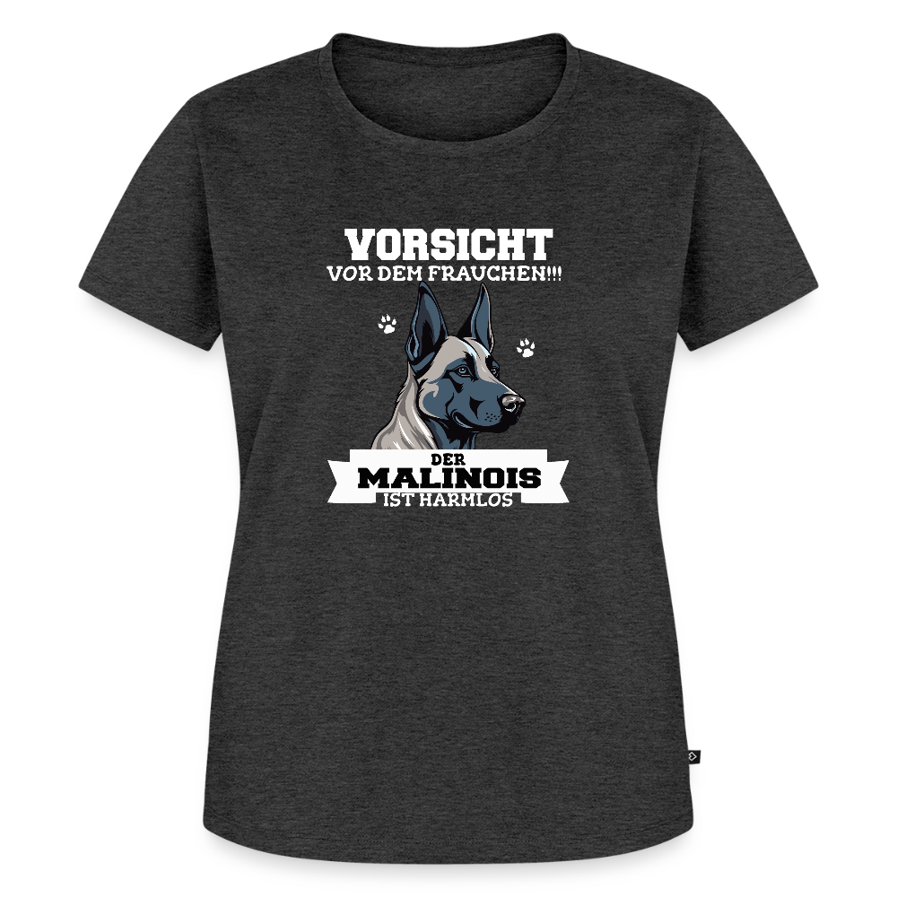 Vorsicht vor dem Frauchen der Malinois ist harmlos Frauen Premium Bio T-Shirt - Anthrazit meliert