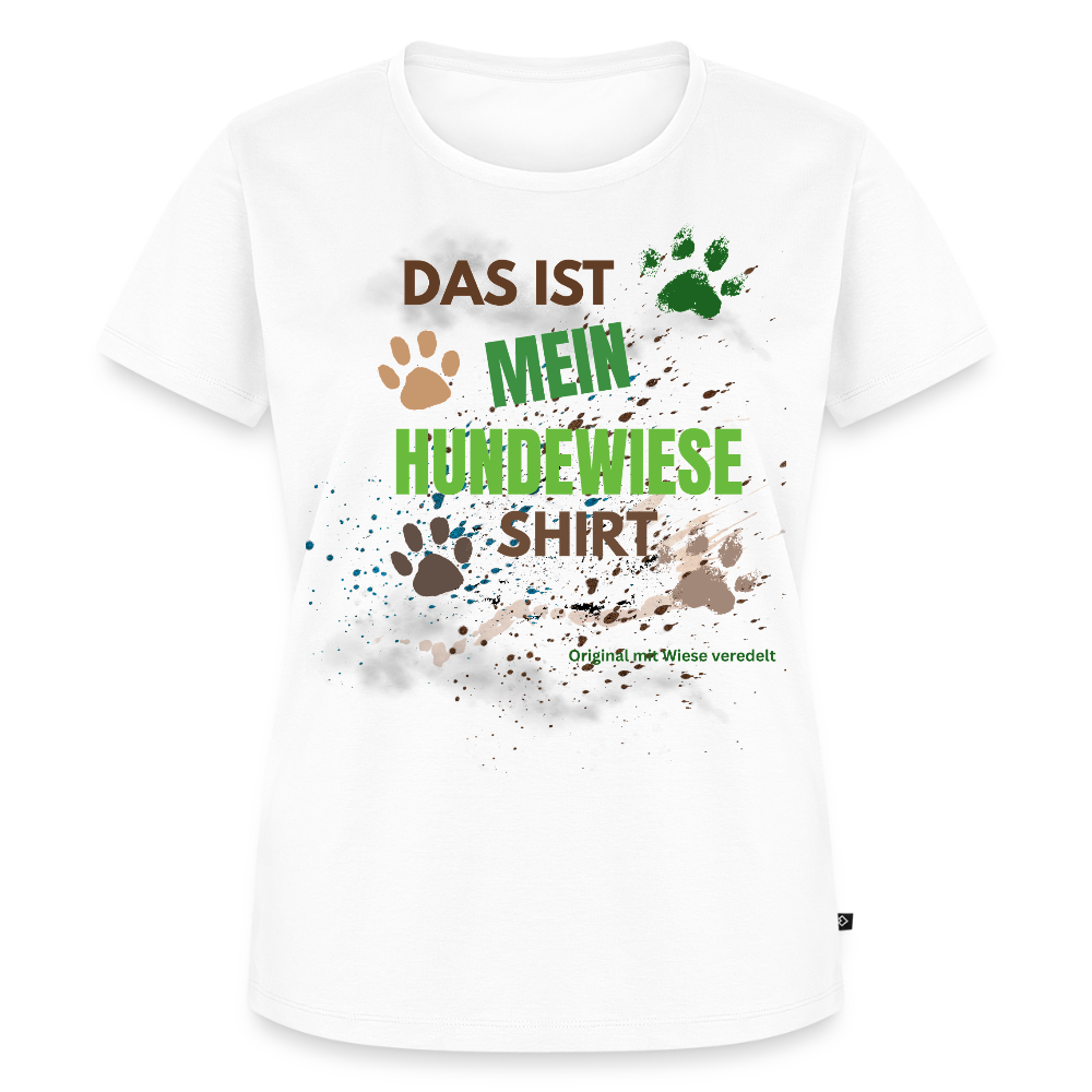 Das ist mein Hundewiese Shirt mit Pfotenabdrücken und Spritzern lustiges Frauen  T-Shirt - Weiß