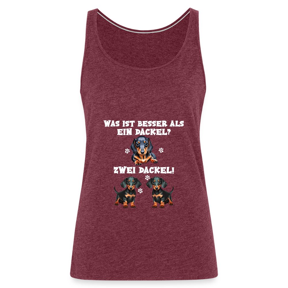 Was ist besser als ein Dackel? Zwei Dackel Frauen Premium Tank Top - Bordeauxrot meliert