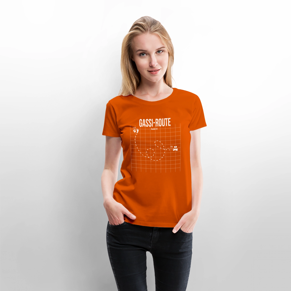 Gassi-Route fun Hunde Motiv mit Pfote & Knochen 🐾  DamenPremium T-Shirt - Orange 