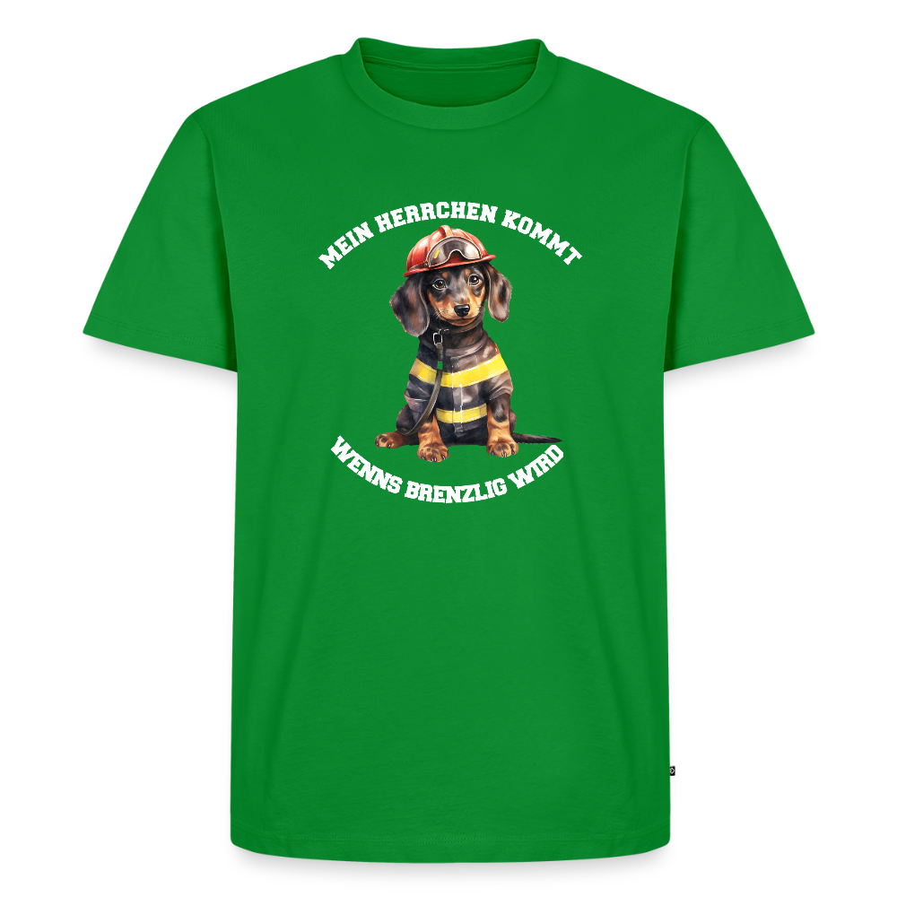 Mein Herrchen kommt, wenn’s brenzlig wird – Feuerwehr-Dackel Shirt– Cooles Motiv für Dackel-BesitzerMänner Premium Hoodie - Grün