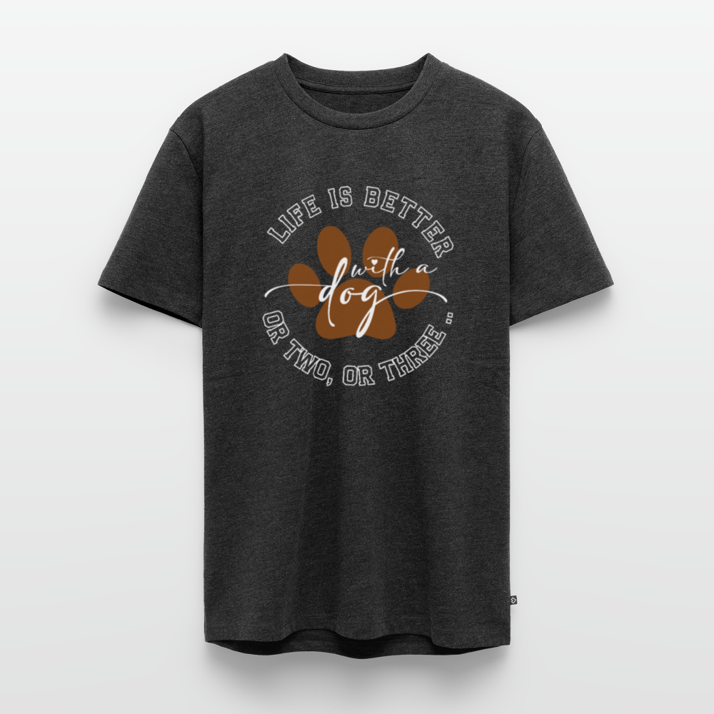 Life is better with a dog – oder zwei, oder drei 🐶💛 Herren Premium T-Shirt - Anthrazit meliert