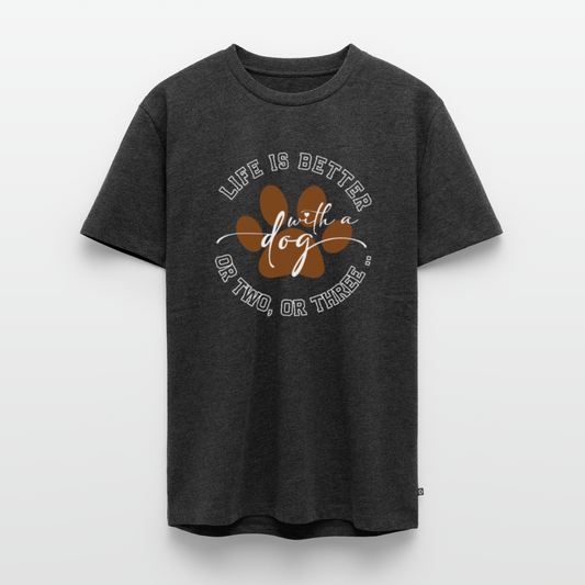Life is better with a dog – oder zwei, oder drei 🐶💛 Herren Premium T-Shirt - Anthrazit meliert