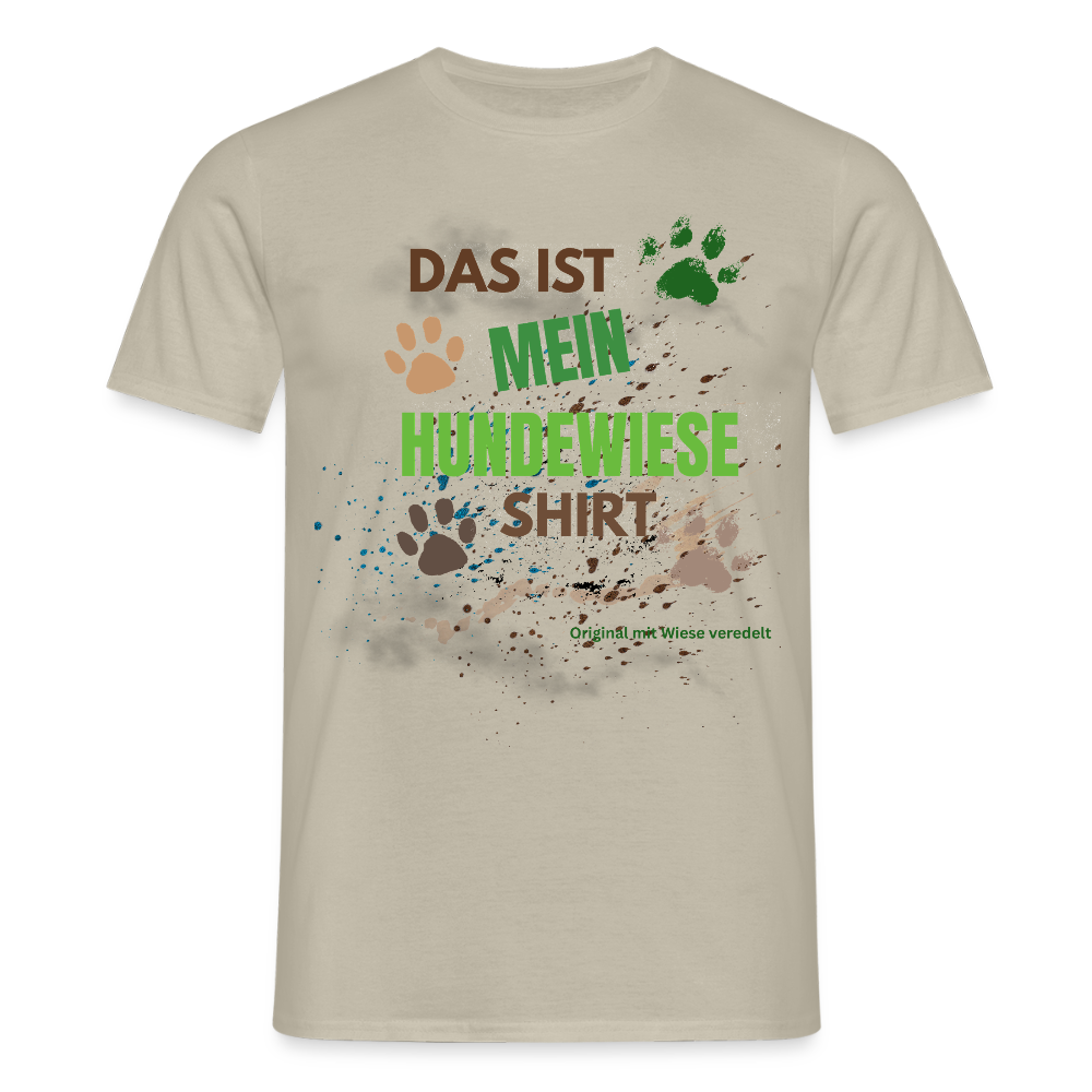 Das ist mein Hundewiese Shirt mit Pfotenabdrücken und Spritzern lustiges Frauen  T-Shirt - Sandbeige