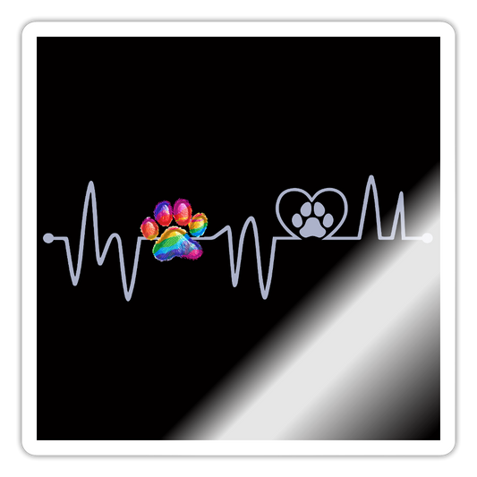 Sticker Herzschlag Heartbeat Hund Hundepfote - Weiß glänzend