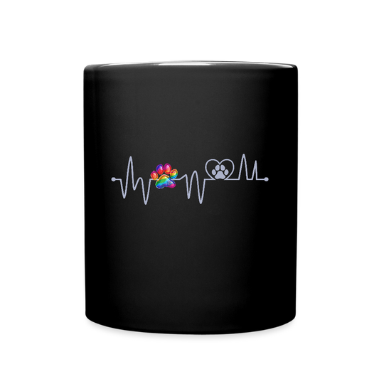 Tasse schwarz Herzschlag Heartbeat Hund Hundepfote - Schwarz