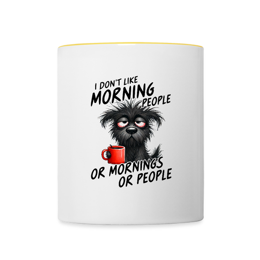 I DON'T like Morning People Tasse zweifarbig - Weiß/Gelb