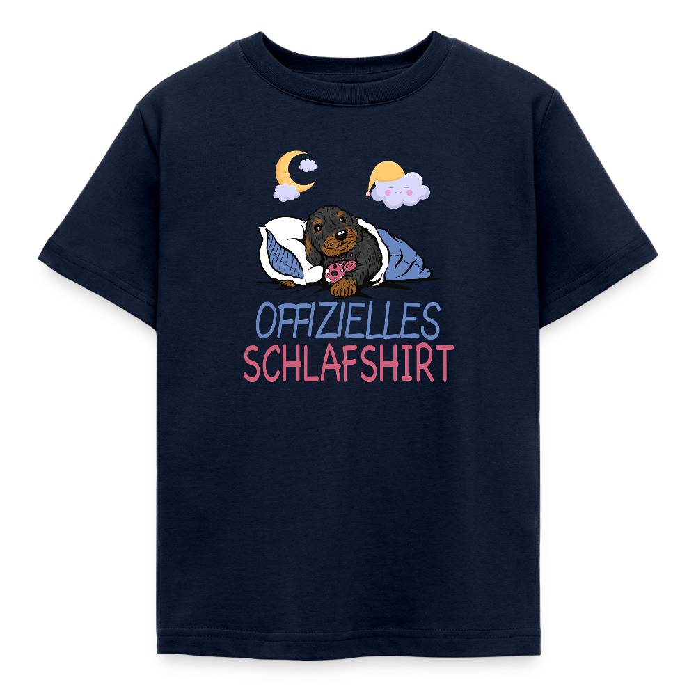 Offizielles Schlafshirt Rauhaardackel Kinder T-Shirt - Navy
