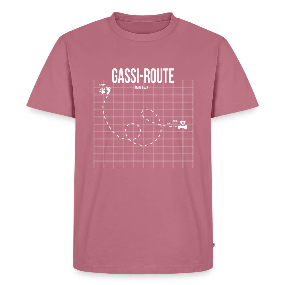 Gassi-Route fun Hunde Motiv mit Pfote & Knochen 🐾  Herren Premium T-Shirt - Mauve