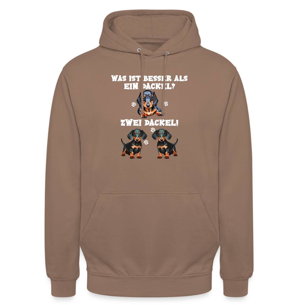 Was ist besser als ein Dackel? Zwei Dackel Unisex Hoodie - Mokka