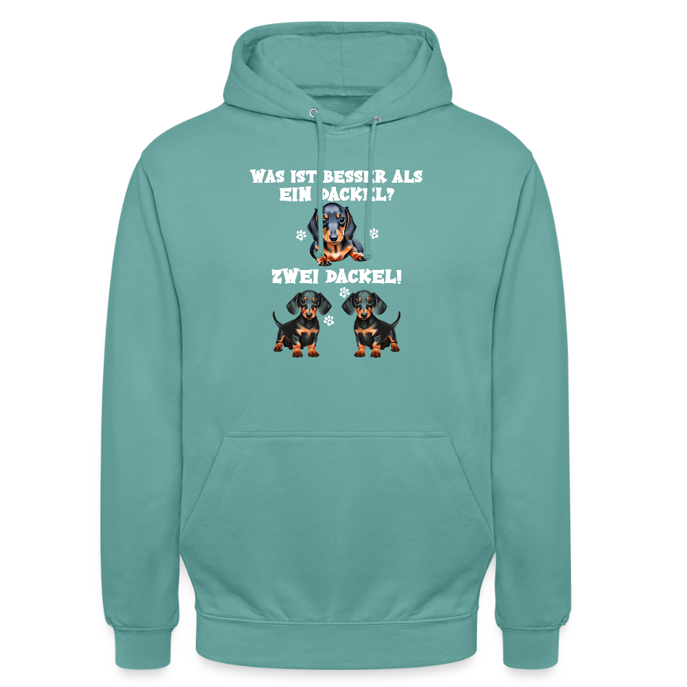 Was ist besser als ein Dackel? Zwei Dackel Unisex Hoodie - Pastelltürkis