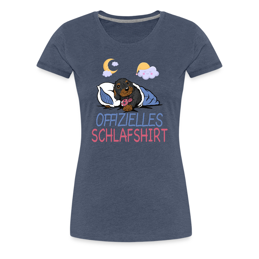 Offizielles Schlafshirt Rauhaardackel Frauen Premium T-Shirt - Blau meliert