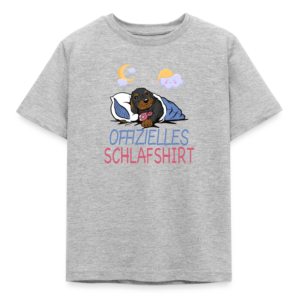 Offizielles Schlafshirt Rauhaardackel Kinder T-Shirt - Grau meliert