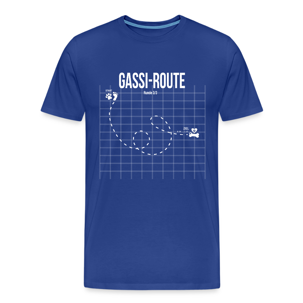 Gassi-Route fun Hunde Motiv mit Pfote & Knochen 🐾  Herren Premium T-Shirt - Königsblau