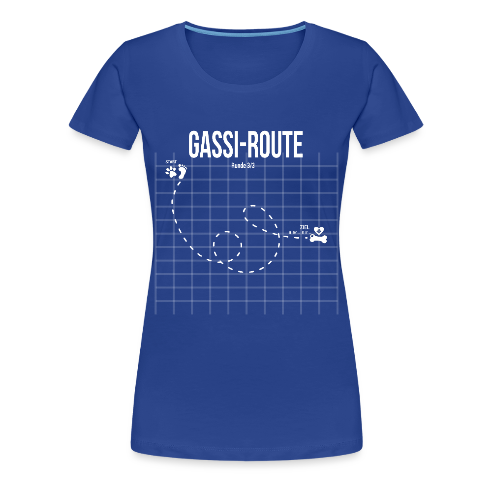 Gassi-Route fun Hunde Motiv mit Pfote & Knochen 🐾  DamenPremium T-Shirt - Königsblau
