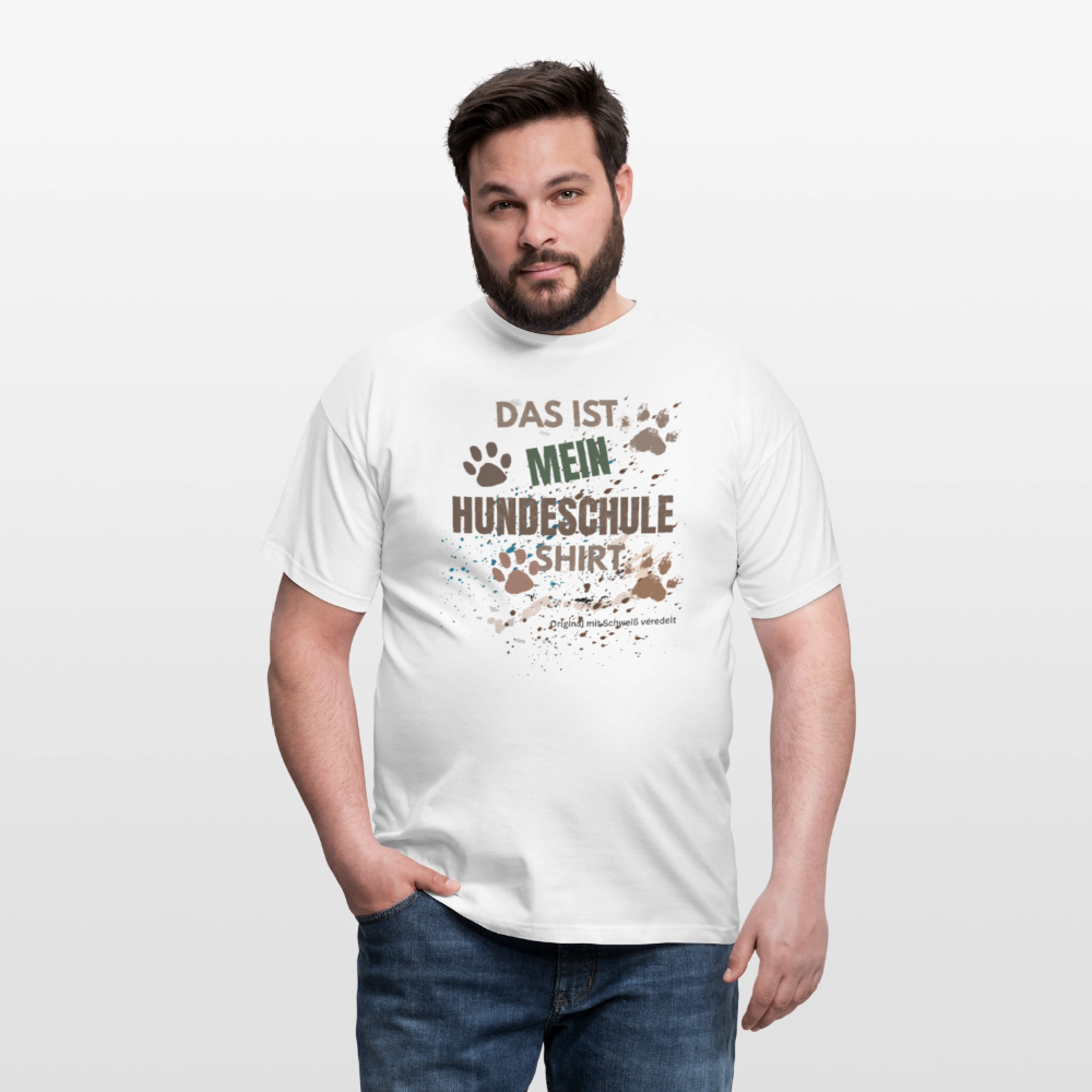 Das ist mein Hundeschule Shirt mit Pfotenabdrücken und Spritzern lustiges Männer  T-Shirt - Weiß