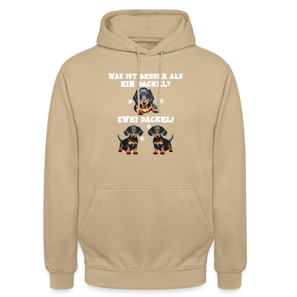 Was ist besser als ein Dackel? Zwei Dackel Unisex Hoodie - Beige