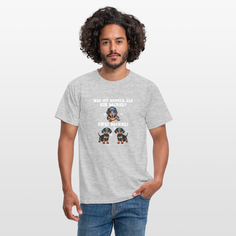 Was ist besser als ein Dackel? Zwei Dackel  Männer T-Shirt - Grau meliert