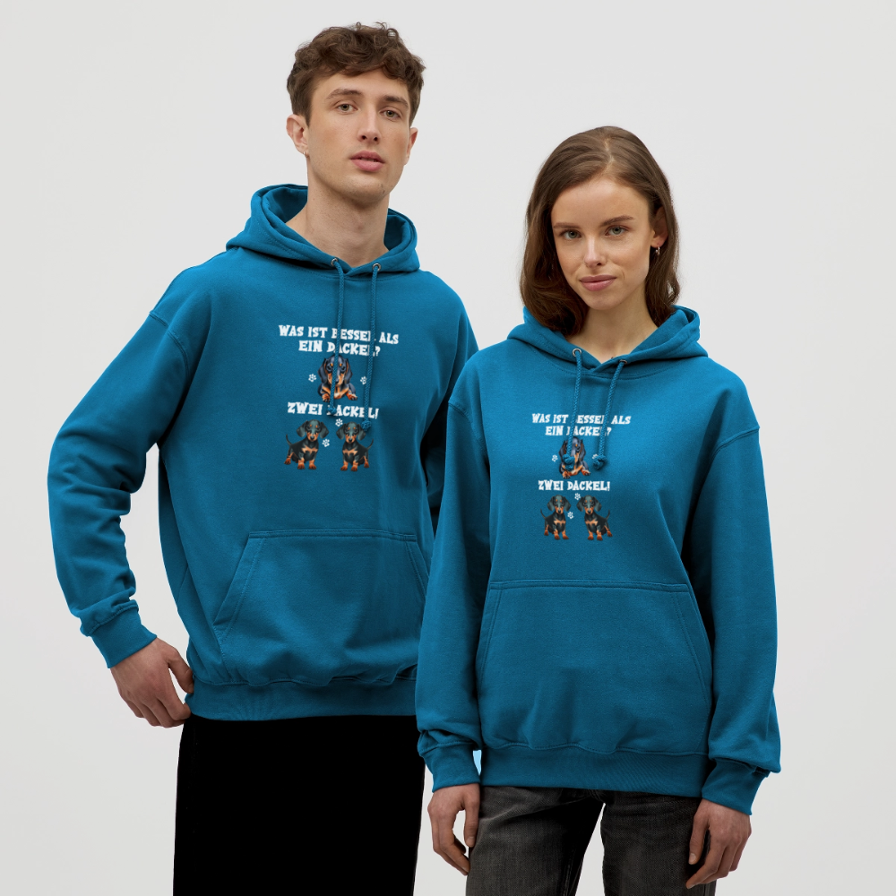 Was ist besser als ein Dackel? Zwei Dackel Unisex Hoodie - Tiefseeblau 