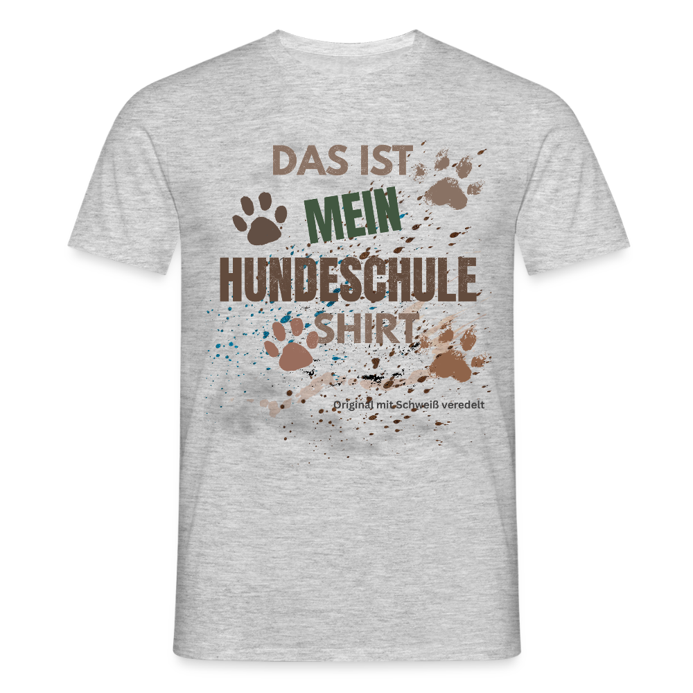 Das ist mein Hundeschule Shirt mit Pfotenabdrücken und Spritzern lustiges Männer  T-Shirt - Grau meliert